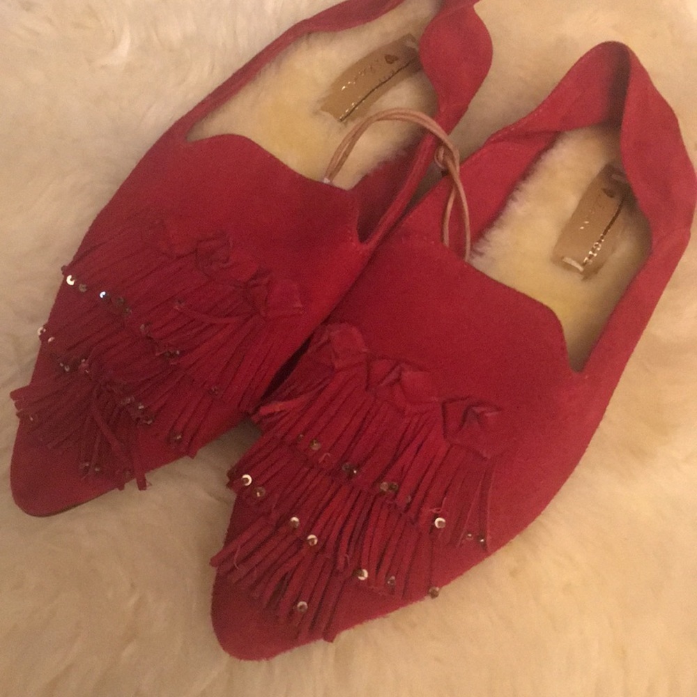 Anthropologie xLlani red suede slipper shoe new 👠 - Picture 3 of 4